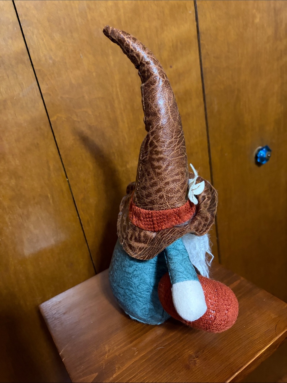 Fall Gnome Figurine with Orange Pumpkin and Brown Hat - Picture 5 of 9